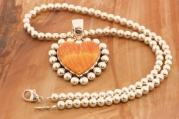 Artie Yellowhorse Sterling Silver Heart Pendant and Necklace Set